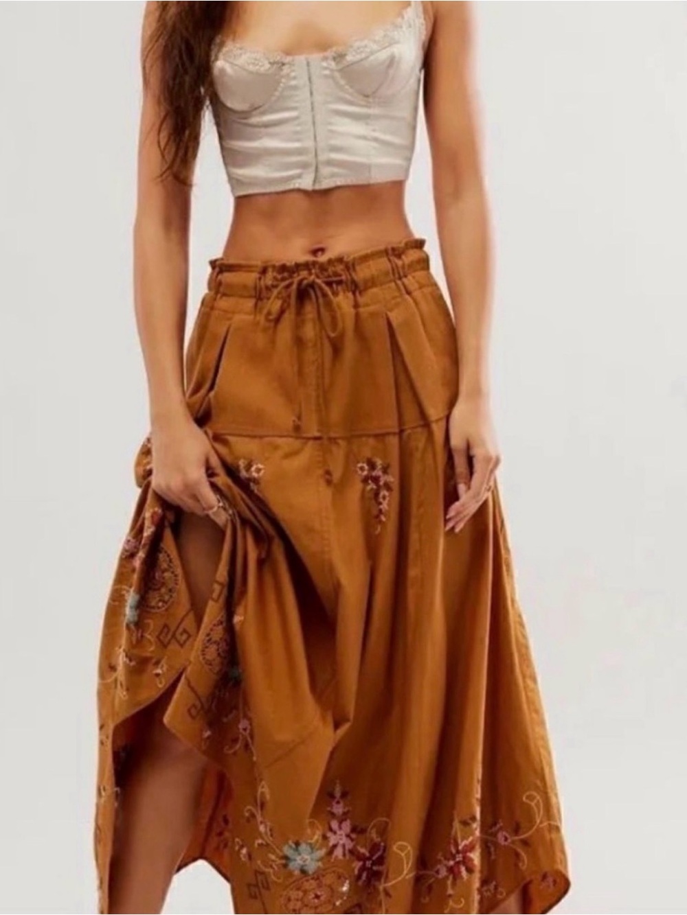 🔥 NWT Free People Arielle Embroidered Maxi Skirt